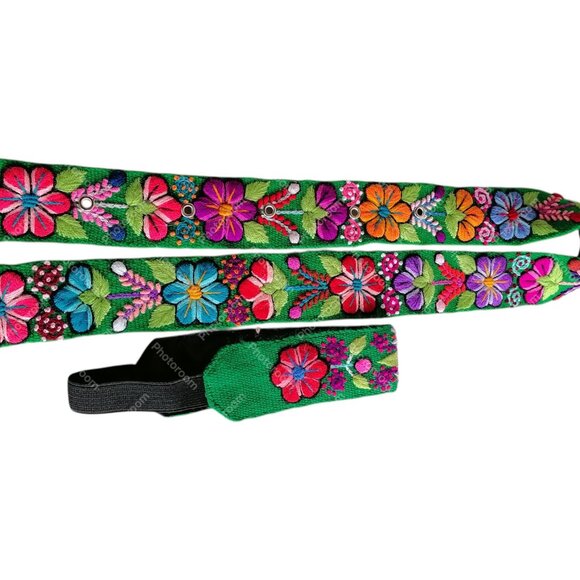 Multicolored Flower Wool Fabric Headband Belt Set Ayacucho main image 5